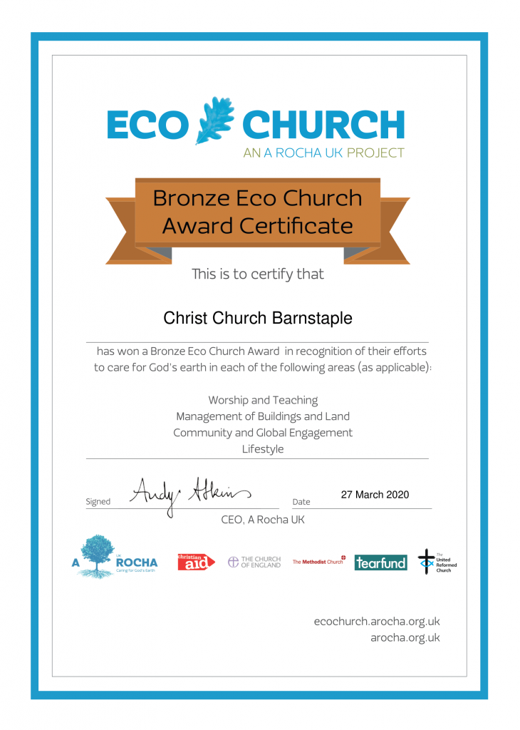 Echo Church Bronze Award Certificate